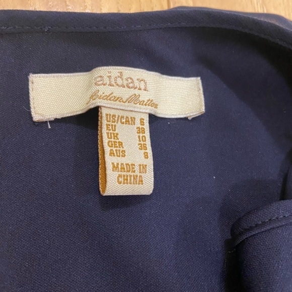 Aidan Maddox Chiffon Blouson Mini Dress Sequin Skirt Navy Blue Women’s 6 Party - Picture 4 of 11